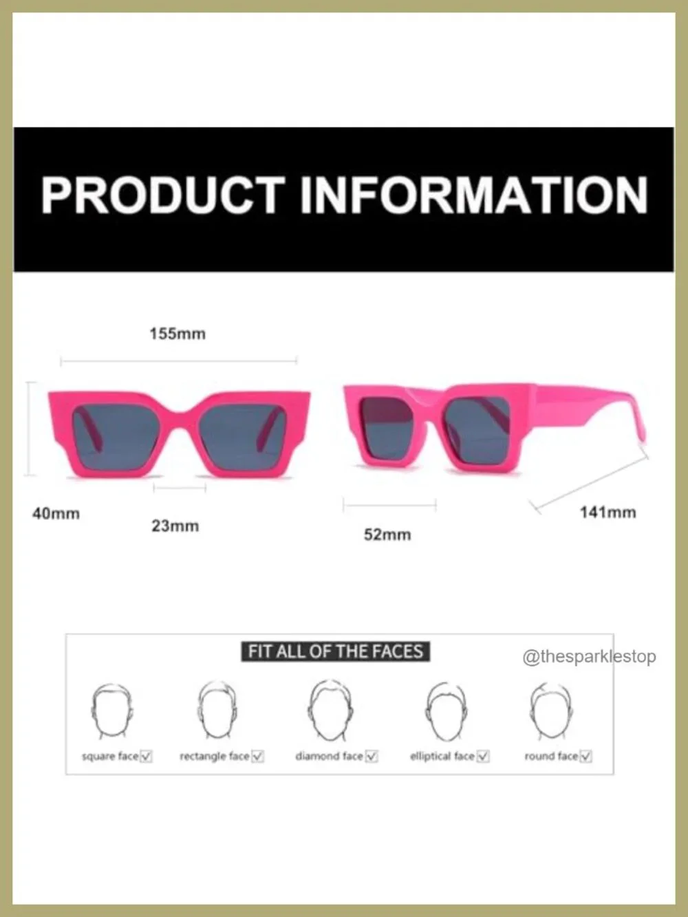 Oversized Square Sunglasses for Women UV400 Protection Plastic Frame